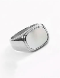 Fashion Steel White Us5+49mm Titanium Steel Flat White Shell Ring