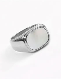Fashion Steel White Us6+52mm Titanium Steel Flat White Shell Ring