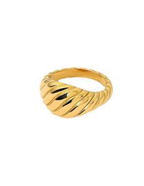 Fashion Gold Color Us6+52mm Stainless Steel Gold Plated Horn Twist Ring