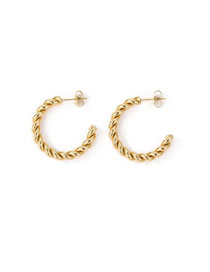 Fashion 25mm Gold Color Stainless Steel Gold Plated C-shaped Twist Earrings