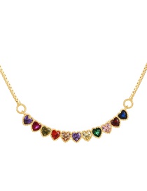 Fashion Color-5 Bronze 11 Zircon Heart Pendant Necklace