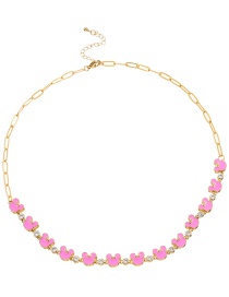 Fashion Pink Bronze Zircon Drip Mickey Chain Necklace