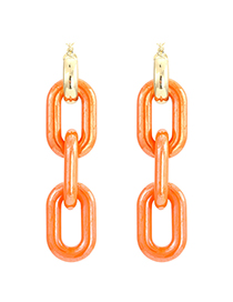 Fashion Orange Resin Geometric Chain Stud Earrings