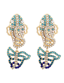 Fashion Mixed Color B Alloy Diamond Butterfly Small Fish Stud Earrings