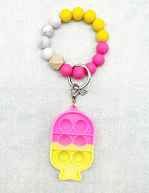 Fashion Picture Silicone Turquoise Beaded Silicone Press Geometric Keychain Bracelet