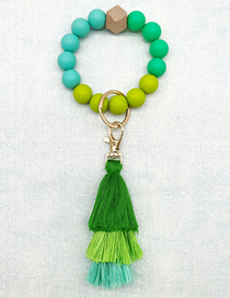 Fashion Green (silicone Bead Bracelet) Silicone Beaded Colorblock Tassel Bracelet Keychain
