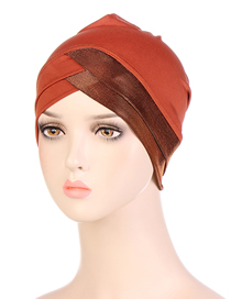 Fashion Rust Red Polyester Shiny Crossover Hat