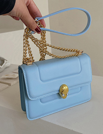 Fashion Light Blue Pu Lock Flap Crossbody Bag