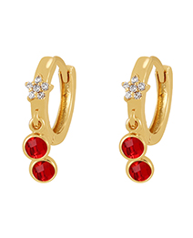 Fashion Red Bronze Zircon Flower Round Drop Earrings
