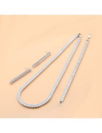 Fashion Suit Brass Diamond Claw Chain Bracelet Stud Necklace Set