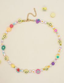 Fashion Color Geometric Pearl Terracotta Beaded Necklace
