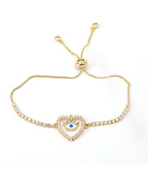 Fashion White Bronze Zirconium Heart Eye Pull Bracelet