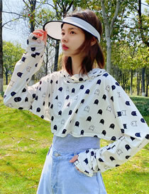 Fashion 4-mask Long-sleeved Little Monster Long-sleeve Cropped Coat With Geometric Print Mask