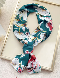 Fashion 2 Flower Green Geometric Print Knotted Scarf