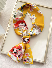 Fashion 3 Flower Yellow Geometric Print Knotted Scarf