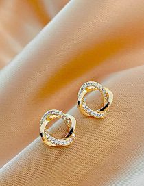 Fashion Gold Color Bronze Zirconium Geometric Cross Stud Earrings
