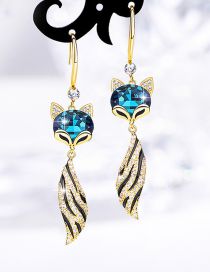 Fashion Gold Color Copper Diamond Fox Earrings