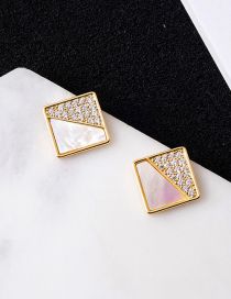 Fashion Gold Color Bronze Mother Of Zirconium Diamond Stud Earrings