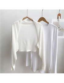 Fashion 14 Long Sleeve White Solid Color Knitted Long-sleeved Sun Protection Clothing