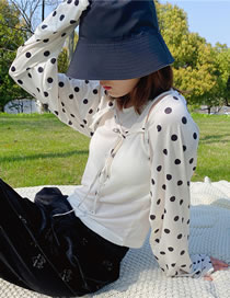 Fashion 4 Black Dots Geometric Print Lace-up Long-sleeve Sun Protection Jacket