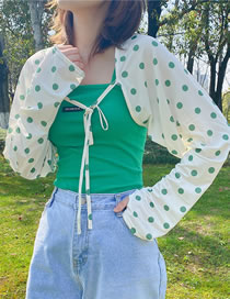 Fashion 5 Green Dots Geometric Print Lace-up Long-sleeve Sun Protection Jacket