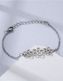 Fashion Silver Stainless Steel Hollow Floral Bracelet