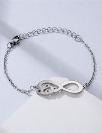 Fashion Silver Stainless Steel Glossy Figure 8 Bracelet