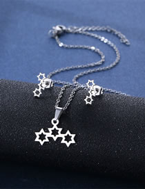 Fashion Silver Color Titanium Glossy Star Stud Necklace Set