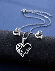 Fashion Silver Color Titanium Steel Glossy Heart Stud Necklace Set