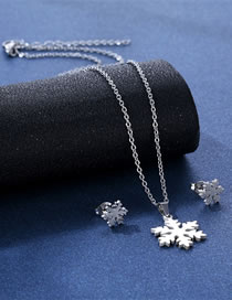 Fashion Silver Color Titanium Glossy Snowflake Stud Necklace Set