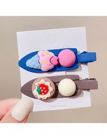 Fashion 10# Brown + Sapphire Blue Alloy Donut Ice Cream Geometric Seamless Hairpin Set