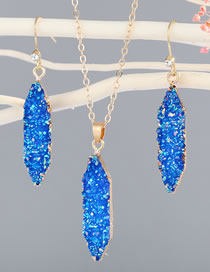Fashion Gold Diamond Resin Drop Earring Necklace Set