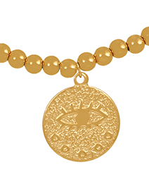 Fashion Gold-2 Titanium Round Eye Pendant Beaded Bracelet
