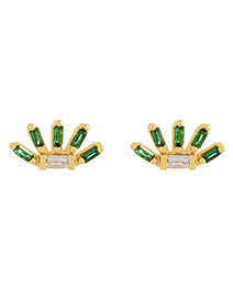 Fashion Green-2 Copper Set Zircon Geometric Stud Earrings
