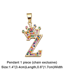 Fashion Z (without Chain) Copper Inlaid Zirconium Crown 26 Letters Diy Jewelry Accessories