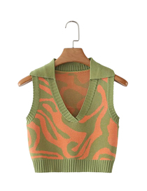Fashion Army Green Tiger Print Lapel Top