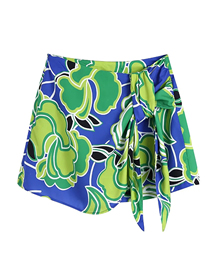 Fashion Green Printed Knotted Culottes
