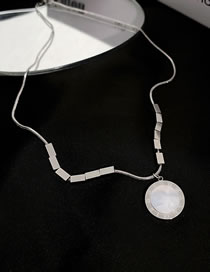 Fashion Silver Titanium Roman Numeral Reversible Medal Necklace