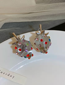 Fashion Transparent Alloy Color Diamond Transparent Strawberry Stud Earrings