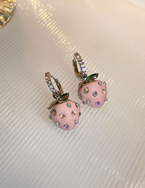 Fashion Pink Copper Zirconium Strawberry Earrings