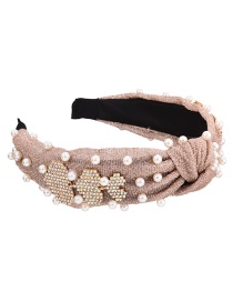 Fashion Color Fabric Alloy Diamond Heart Pearl Knotted Headband (5.5cm)