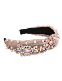 Fashion Color-2 Fabric Alloy Diamond-studded Water Drop Flower Pearl Knotted Headband (5.5cm)