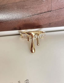 Fashion Gold Zircon Lava Open Ring Zirconium Lava Droplet Open Ring In Metal