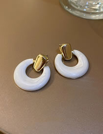 Fashion White Alloy Geometric Round Stud Earrings