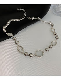 Fashion Silver Oval Cat Eye Ball Necklace