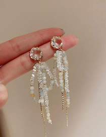 Fashion Gold Geometric Diamond Crystal Bow Fringe Drop Earrings