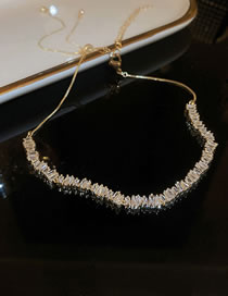 Fashion Gold Geometric Zirconium Pull Necklace
