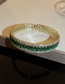 Fashion 2# Emerald Square Diamond Open Bracelet