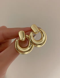 Fashion Gold Metal Round Stud Earrings