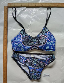 Fashion Blue Geometric Print Swimsuit